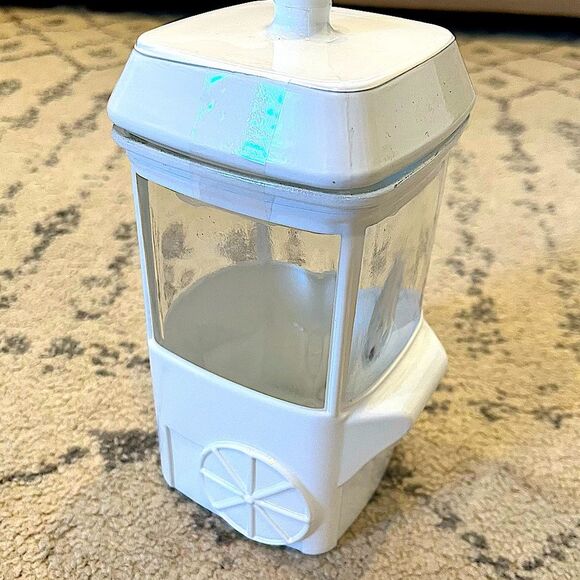 NWT White Ceramic & Glass Popcorn Cart Machine Shape Candy Treat Jar Canister - Picture 1 of 5